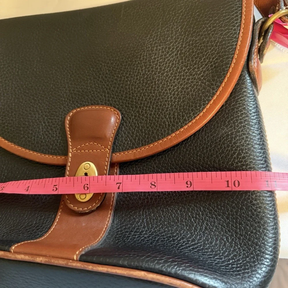 Vintage Coach Sheridan Stewart Crossbody Bag Black Pebbled Leather Brown Purse - Picture 13 of 16